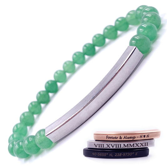 6mm Green Jade Beaded Bracelet