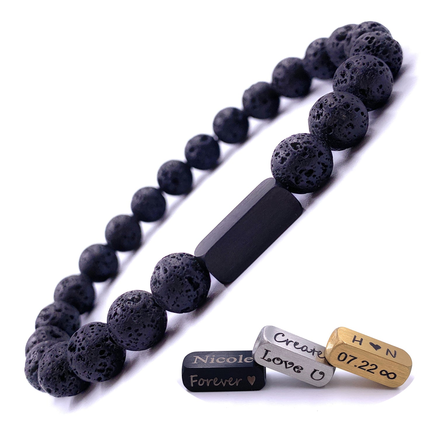 Black Lava Beaded Bracelet