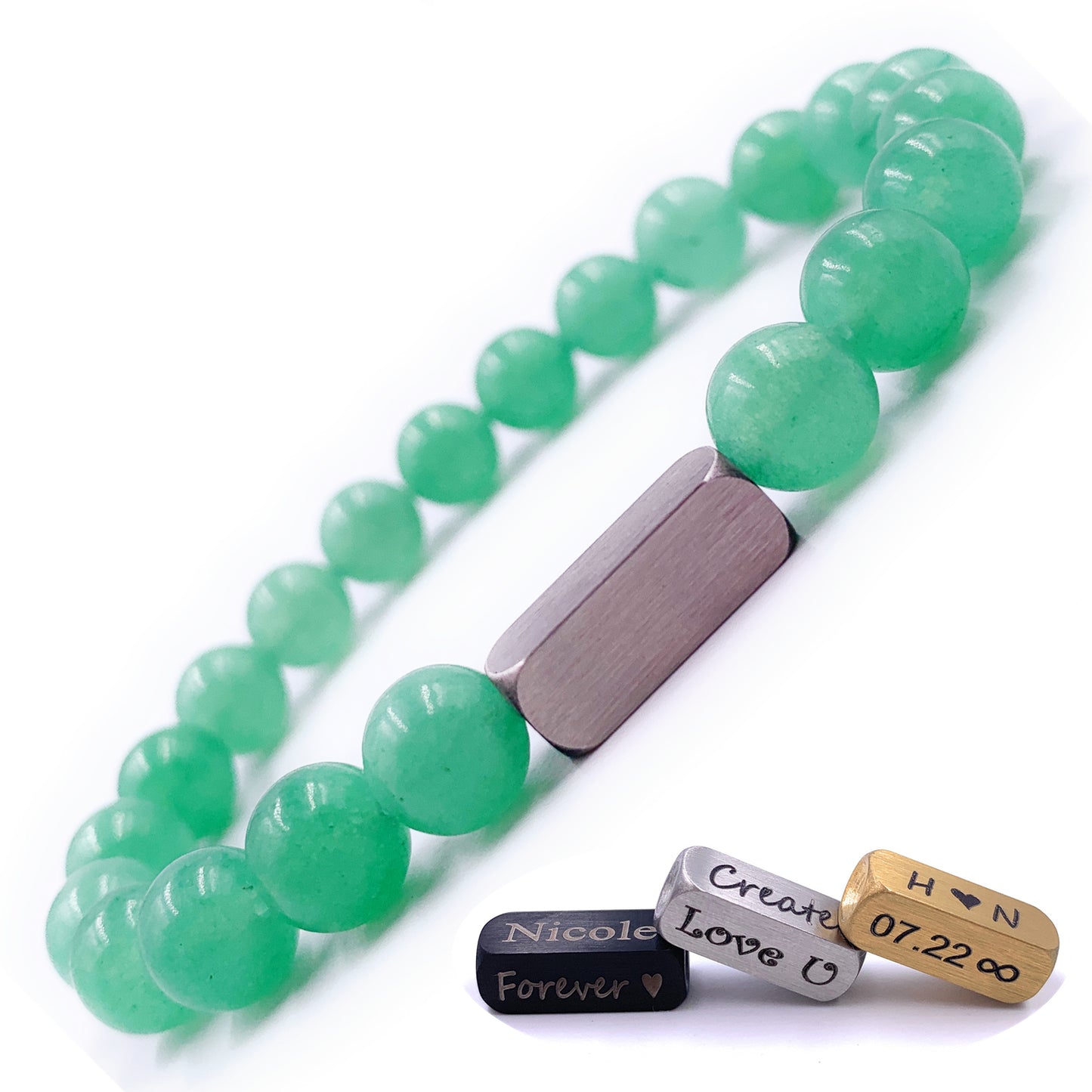 Green Jade 8mm Beaded Bracelet