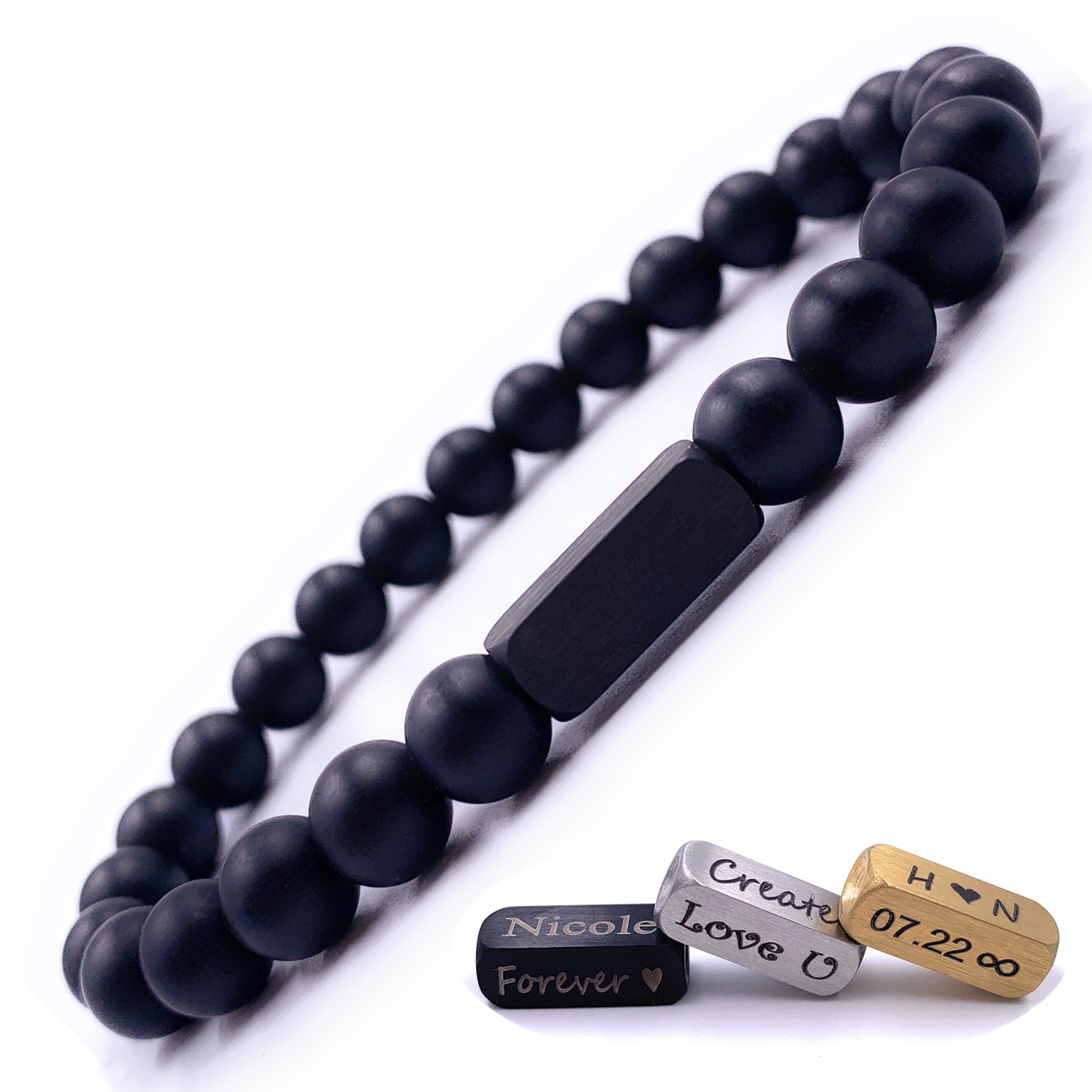 Matte Black Onyx Beaded Bracelet