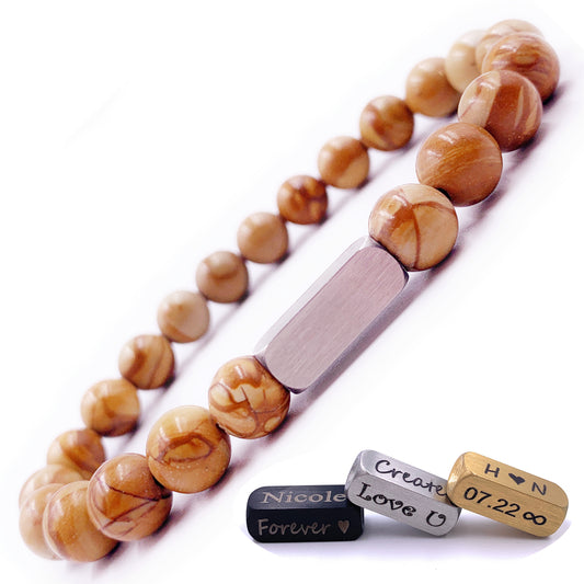 Wood Jasper 8mm Beaded Bracelet