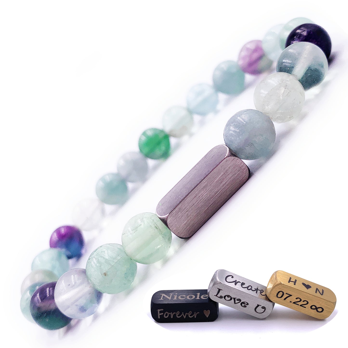 Fluorite 8mm Beaded Bracelet