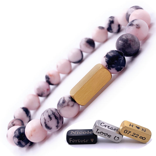 Pink Zebra Jasper 8mm Beaded Bracelet