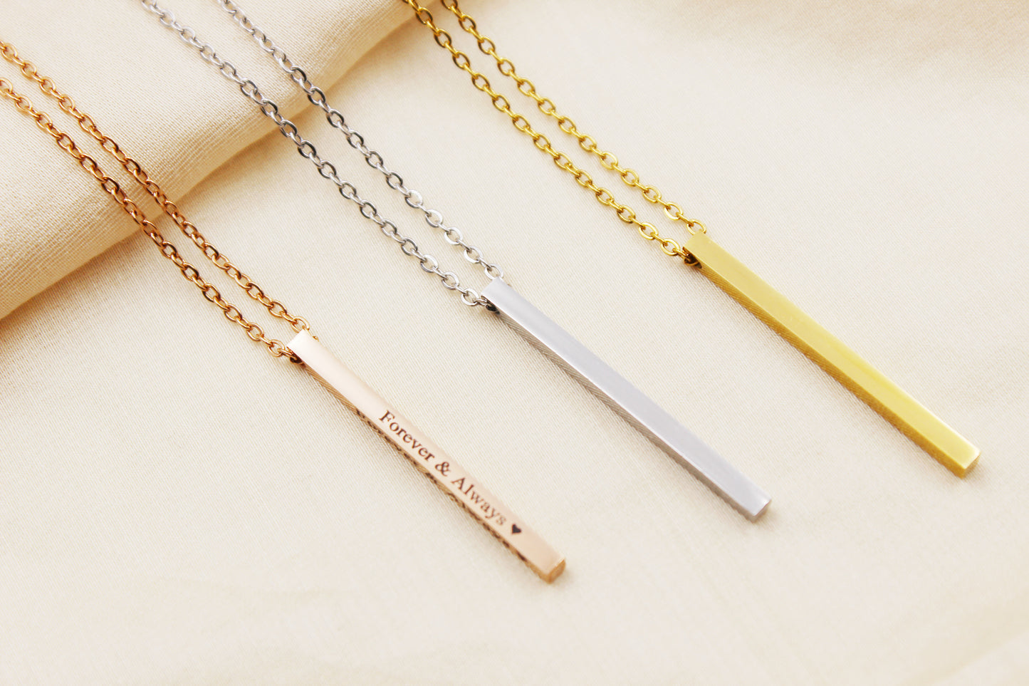 Personalized Stainless Steel Bar Necklace