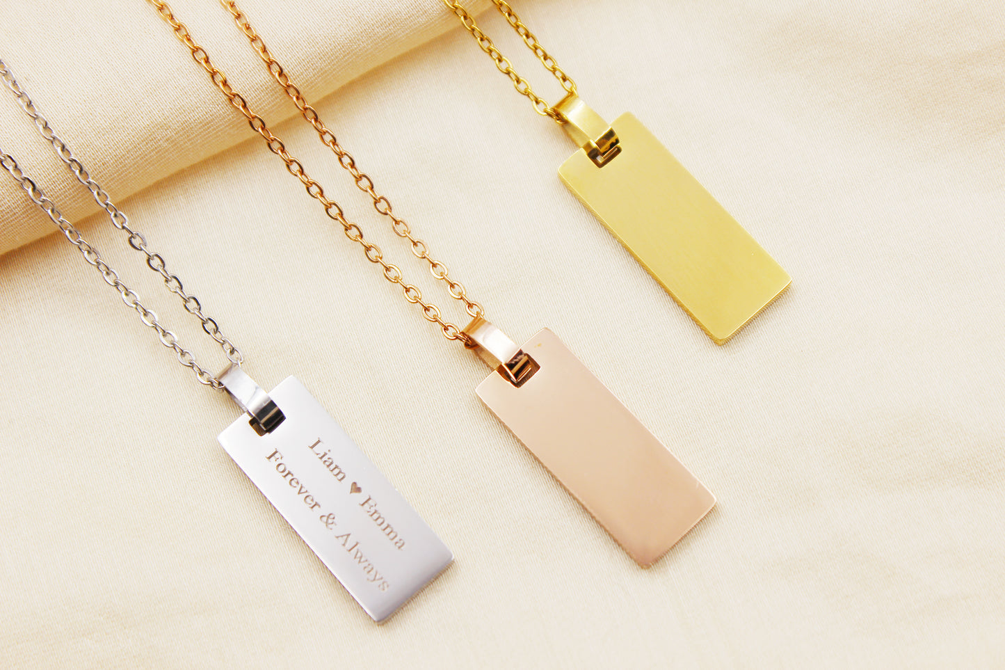 Personalized Stainless Steel Bar Necklace