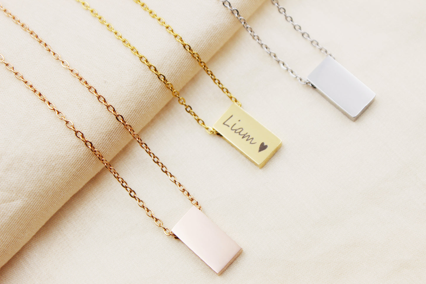 Personalized Stainless Steel Bar Necklace