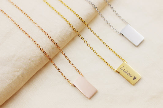 Personalized Stainless Steel Bar Necklace