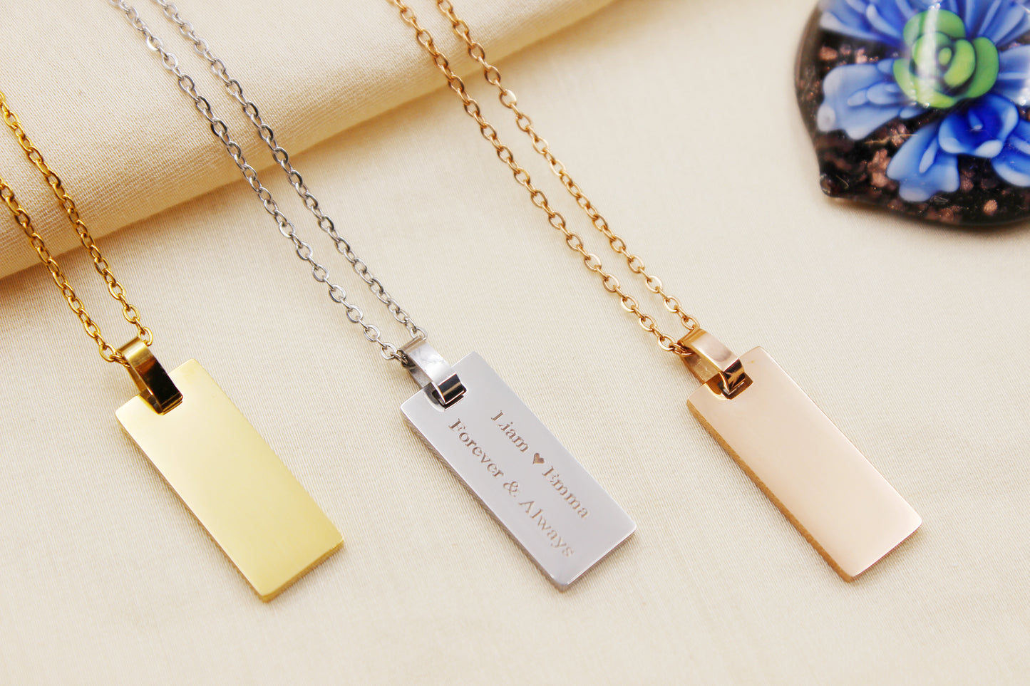 Personalized Stainless Steel Bar Necklace