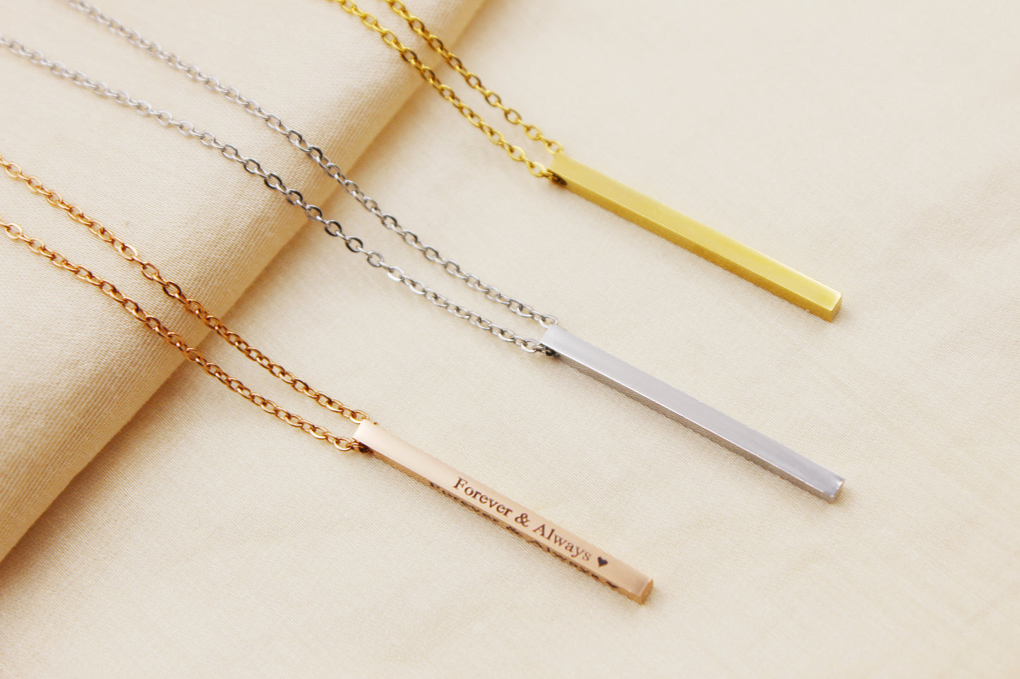 Personalized Stainless Steel Bar Necklace