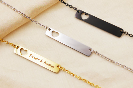 Personalized Stainless Steel Bar Necklace