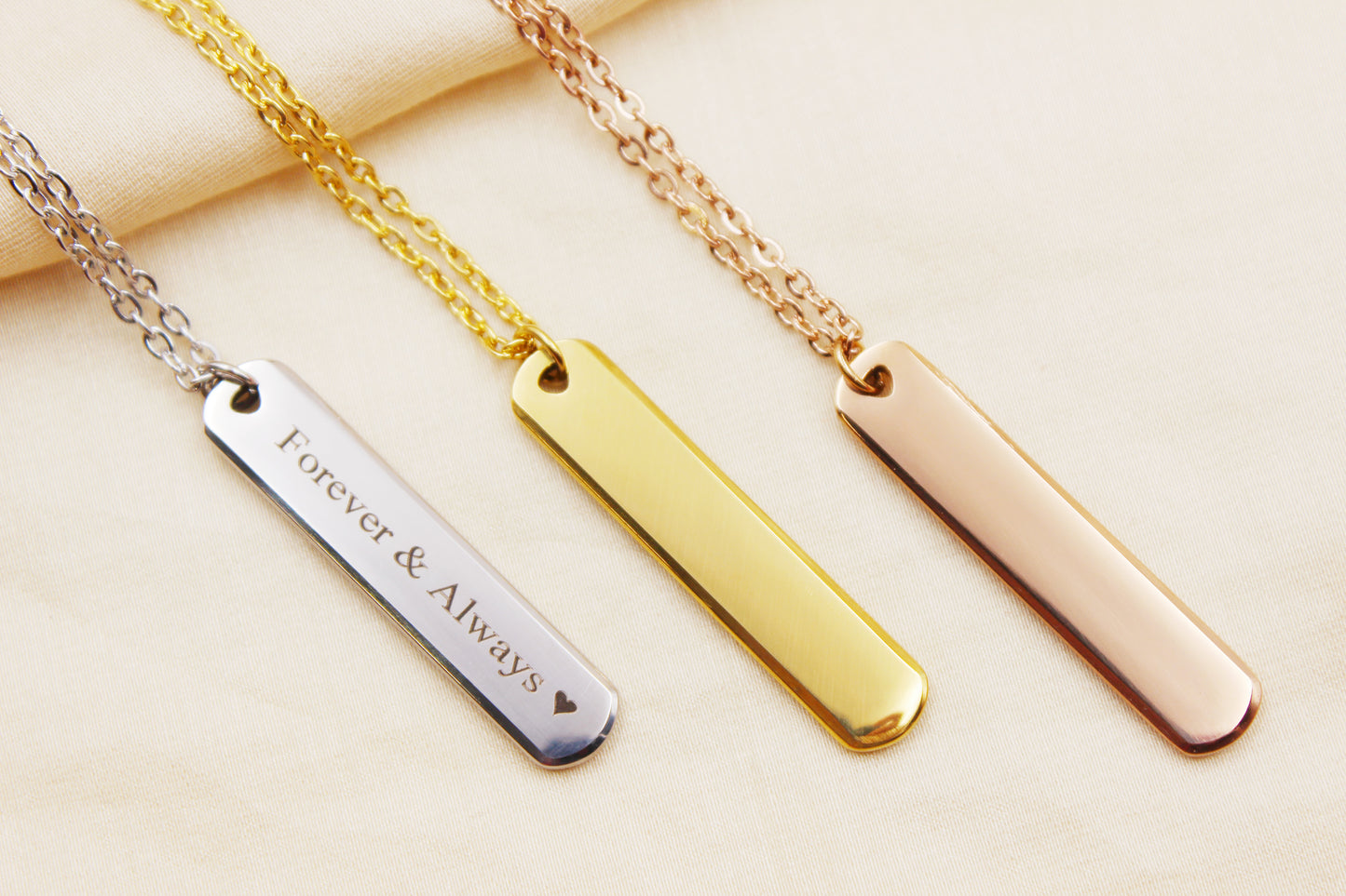 Personalized Stainless Steel Bar Necklace