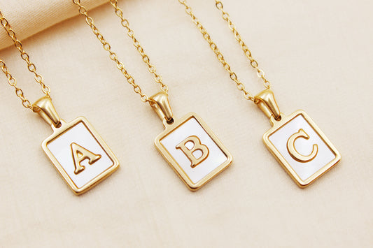 Personalized Stainless Steel Shell Initial Necklace