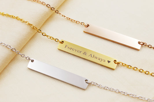 Personalized Stainless Steel Bar Necklace