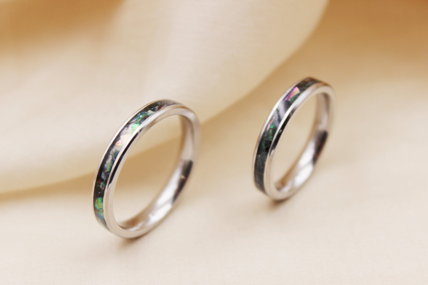 4mm Abalone Shell Stainless Steel Ring