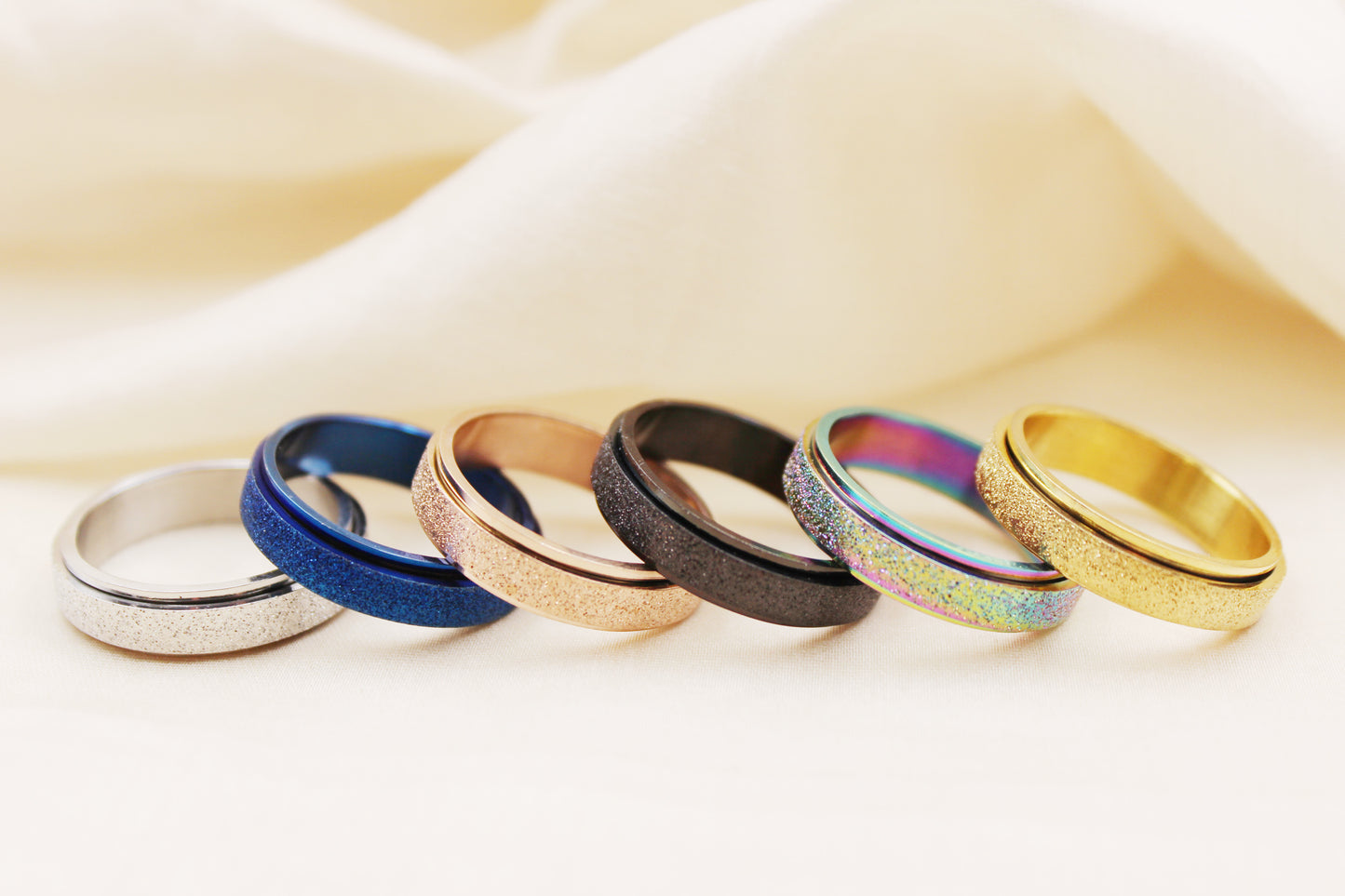 6mm Matte Stainless Steel Spinner Ring