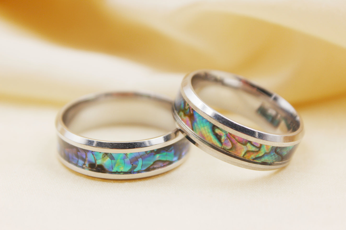 8mm Abalone Shell Stainless Steel Ring