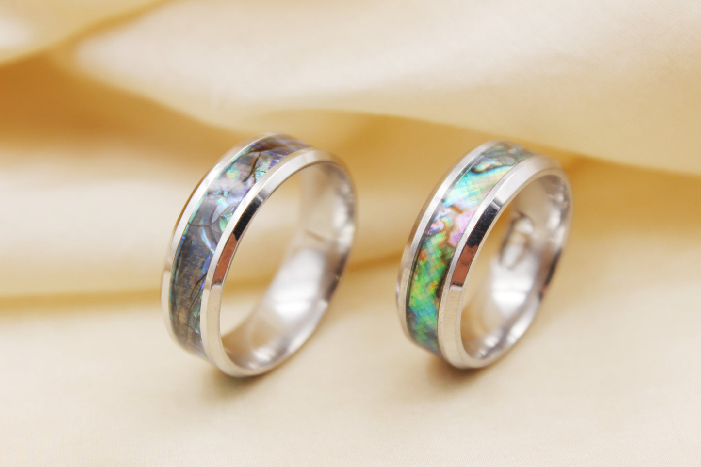 8mm Abalone Shell Stainless Steel Ring