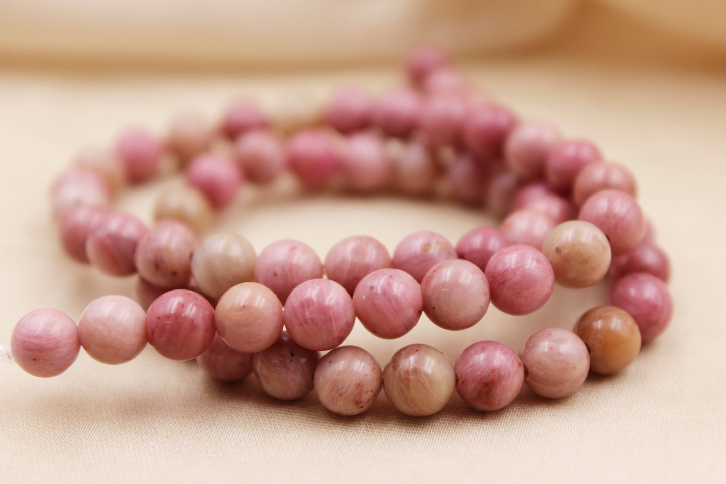 Personalized 6mm Rhodonite Beaded Bracelet