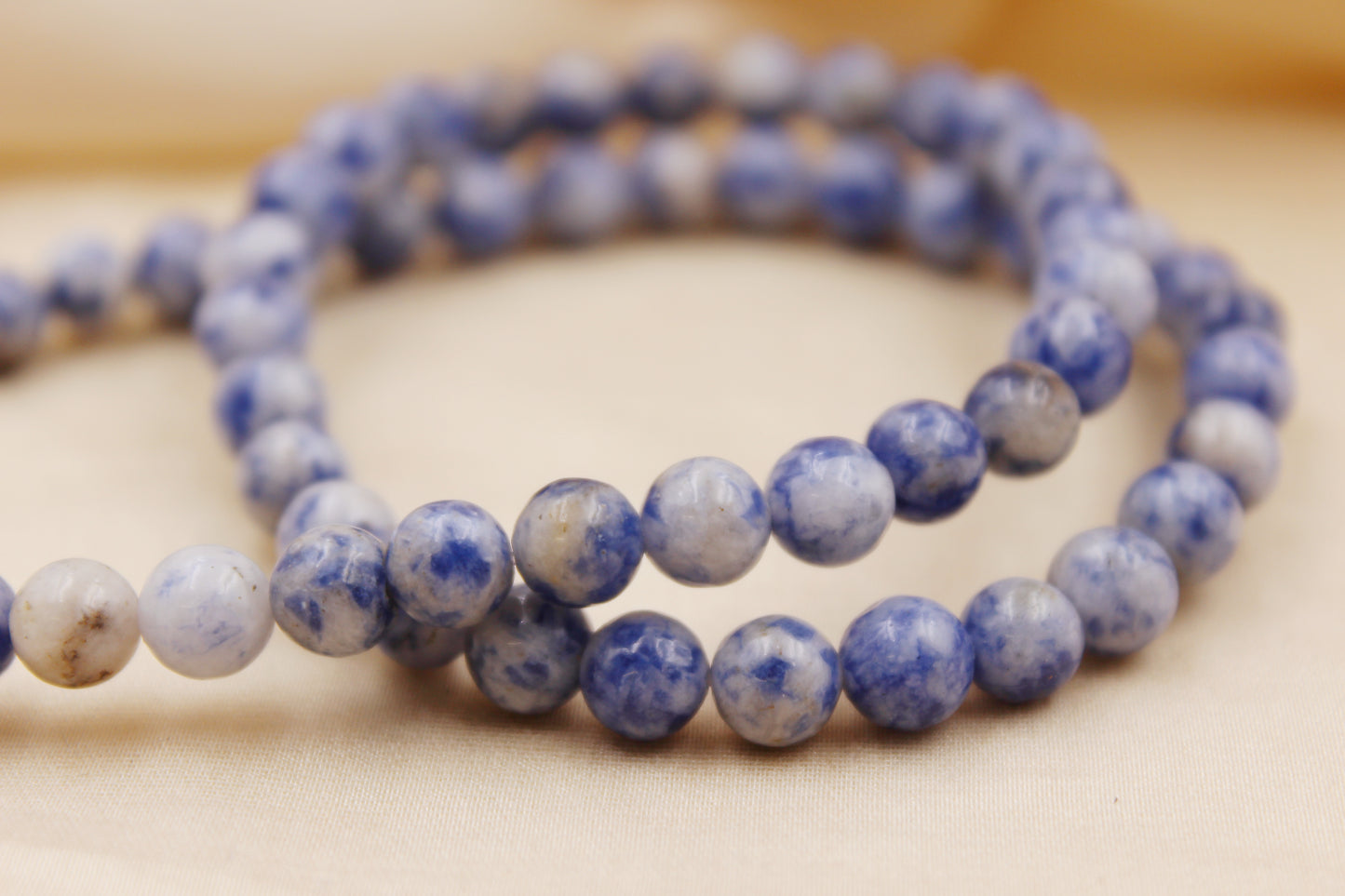 Personalized 6mm Blue White Sodalite Beaded Bracelet