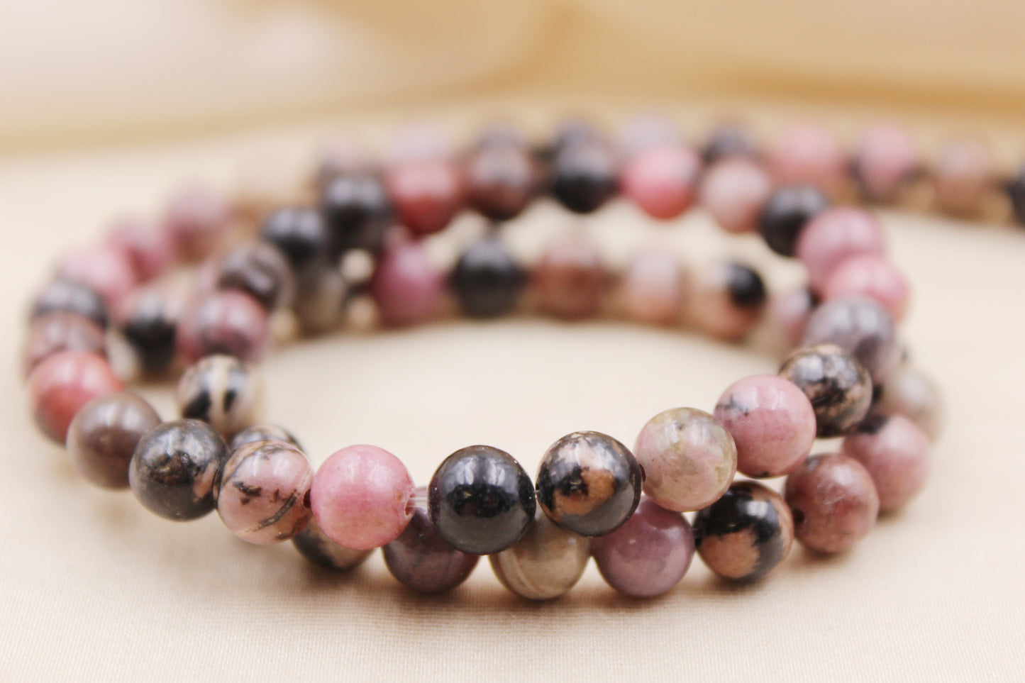 Personalized 6mm Rhodonite Beaded Bracelet