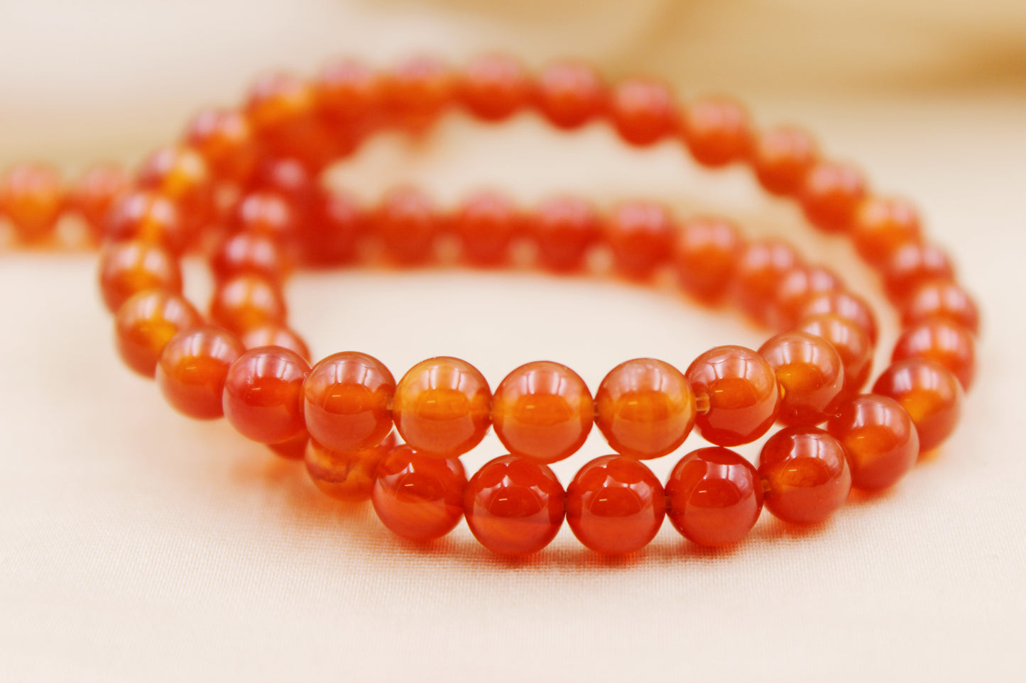 Personalized 6mm Carnelian Beaded Bracelet