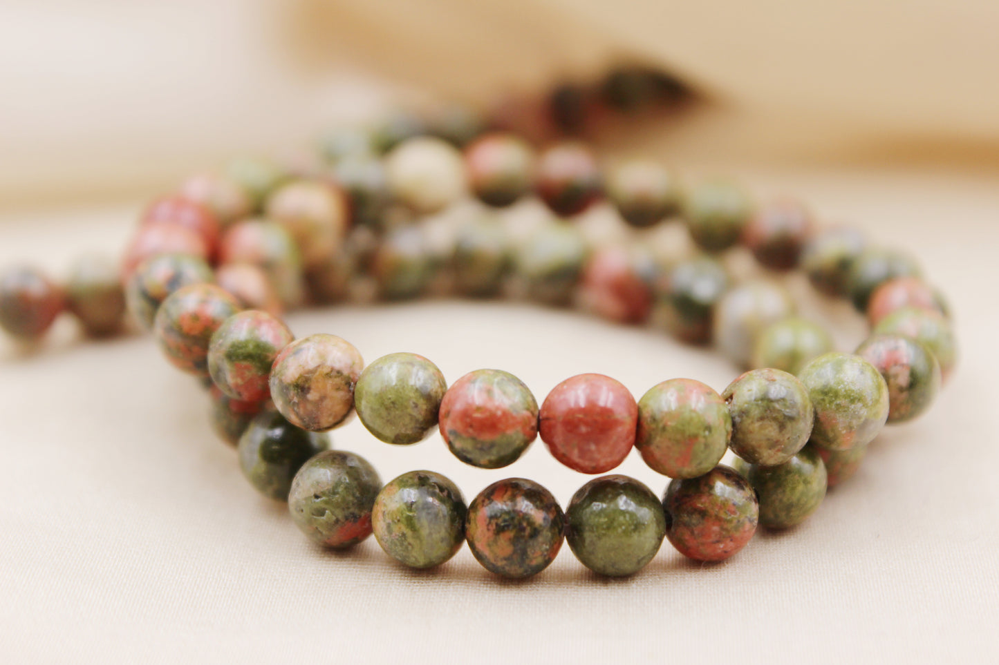 Personalized 6mm Unakite Beaded Bracelet