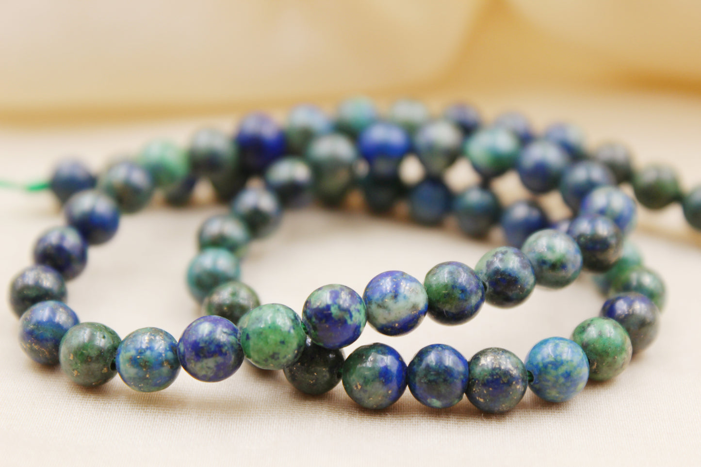 Personalized 6mm Azurite Malachite Beaded Bracelet