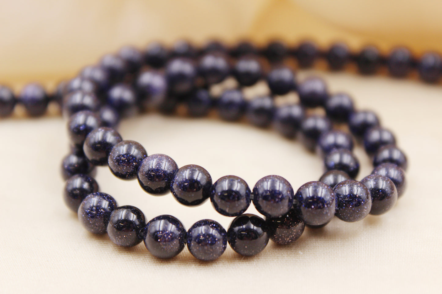 Personalized 6mm Blue Sandstone Beaded Bracelet