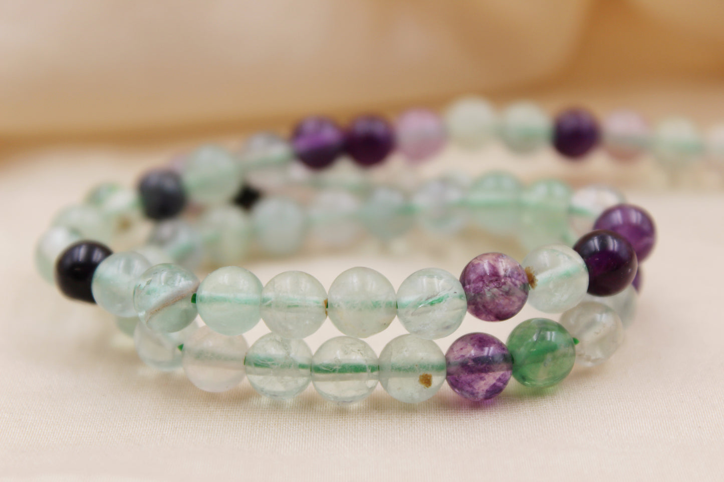 Personalized 6mm Fluorite Beaded Bracelet