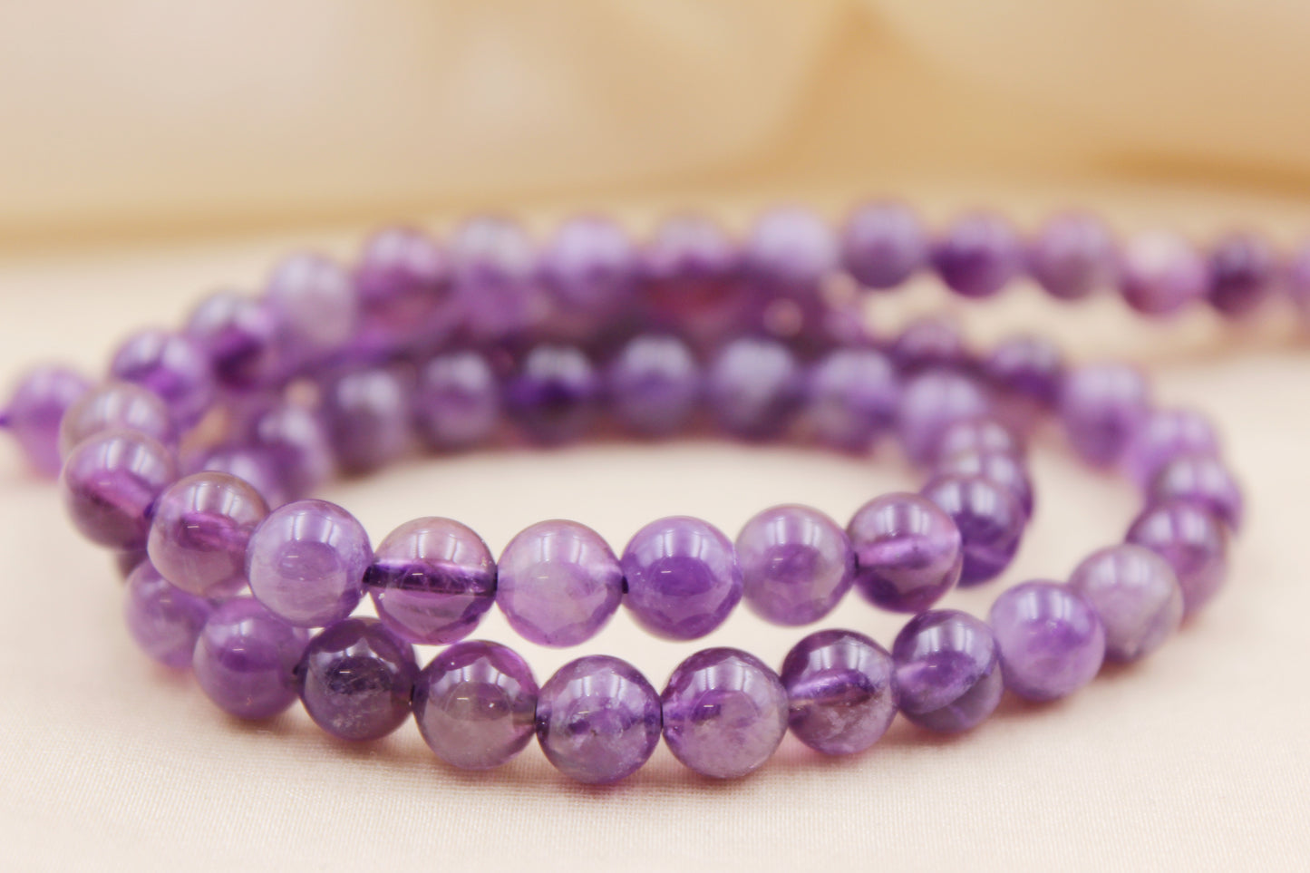 Personalized 6mm Amethyst Beaded Bracelet