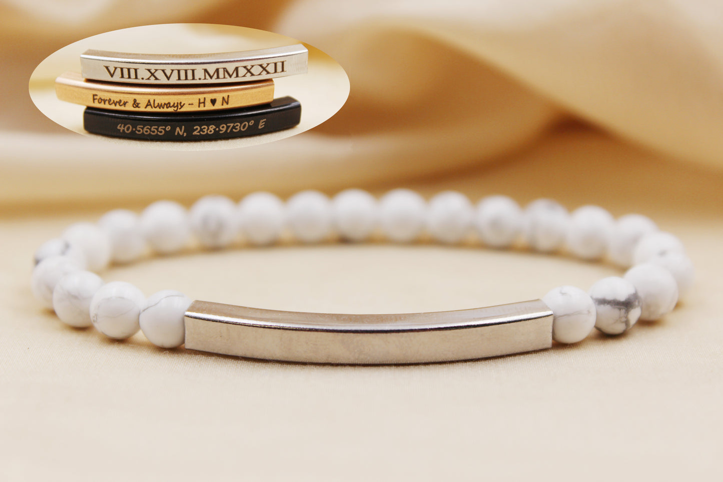 White Howlite Beaded Bracelet