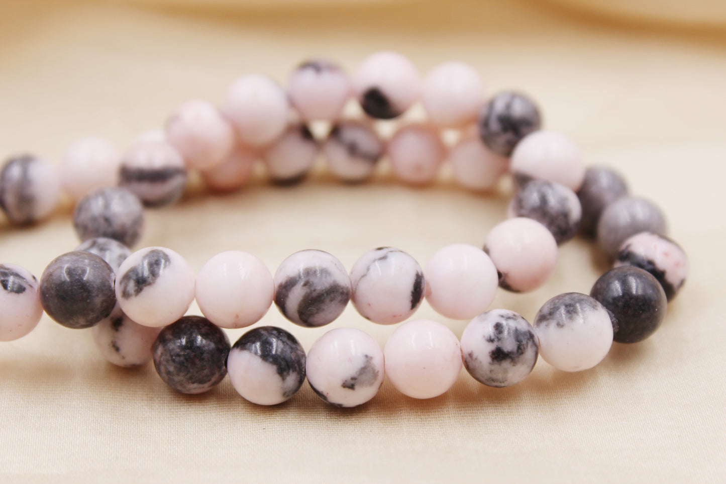 Pink Zebra Jasper 8mm Beaded Bracelet