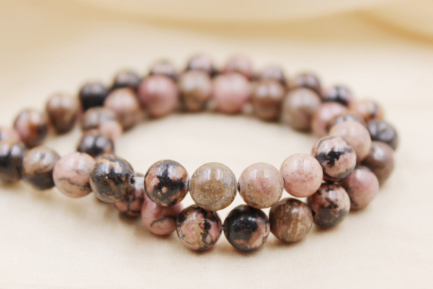 Rhodonite 8mm Beaded Bracelet