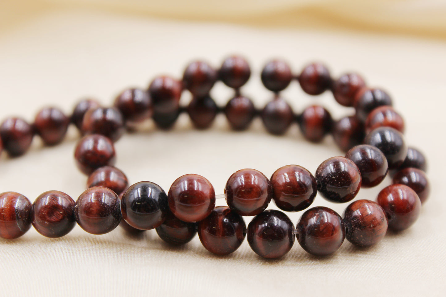 Red Tiger Eye 8mm Beaded Bracelet