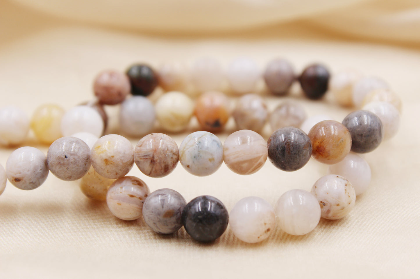 Bamboo Agate 8mm Beaded Bracelet