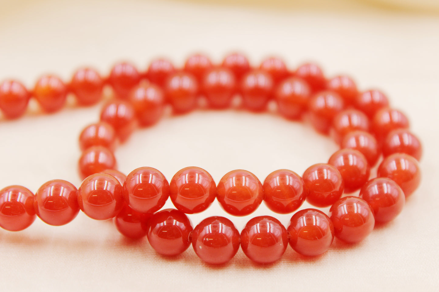 Carnelian 8mm Beaded Bracelet