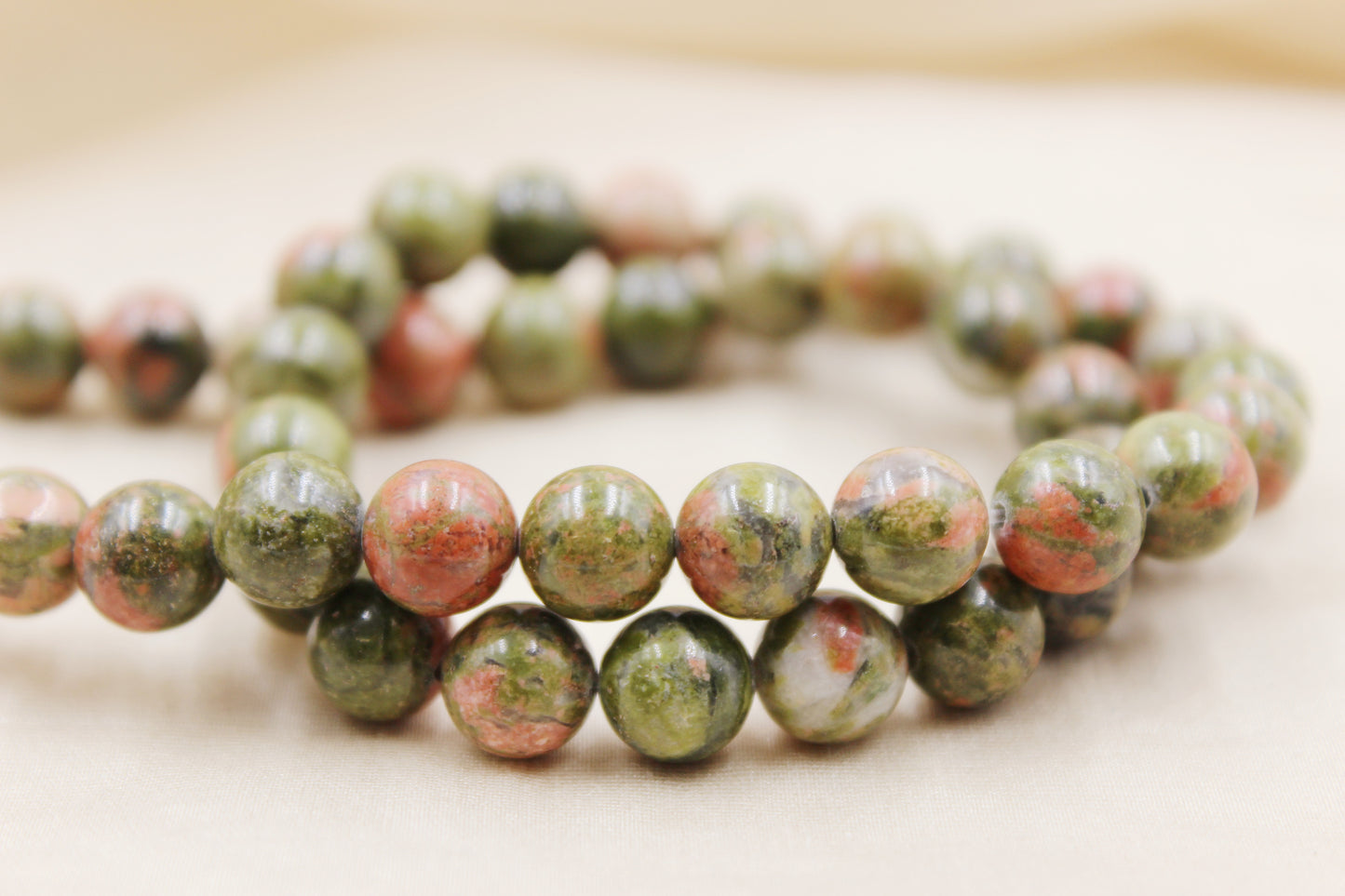 Unakite 8mm Beaded Bracelet