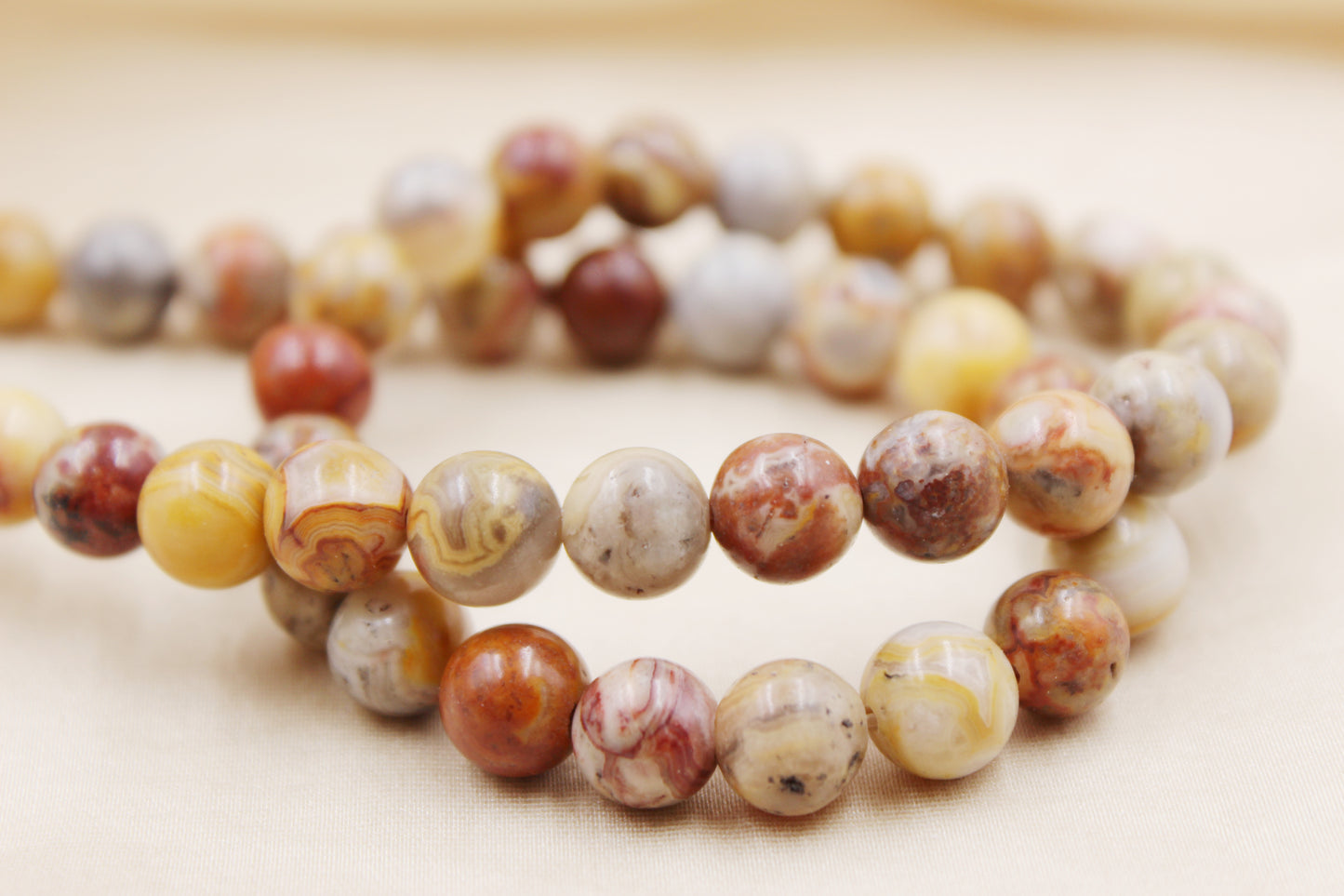 Lace Agate 8mm Beaded Bracelet