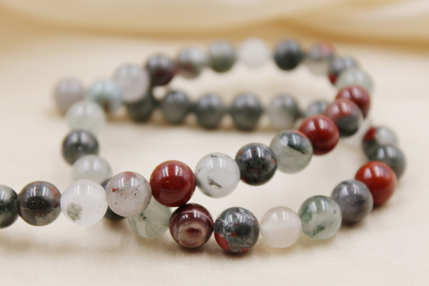 African Bloodstone 8mm Beaded Bracelet