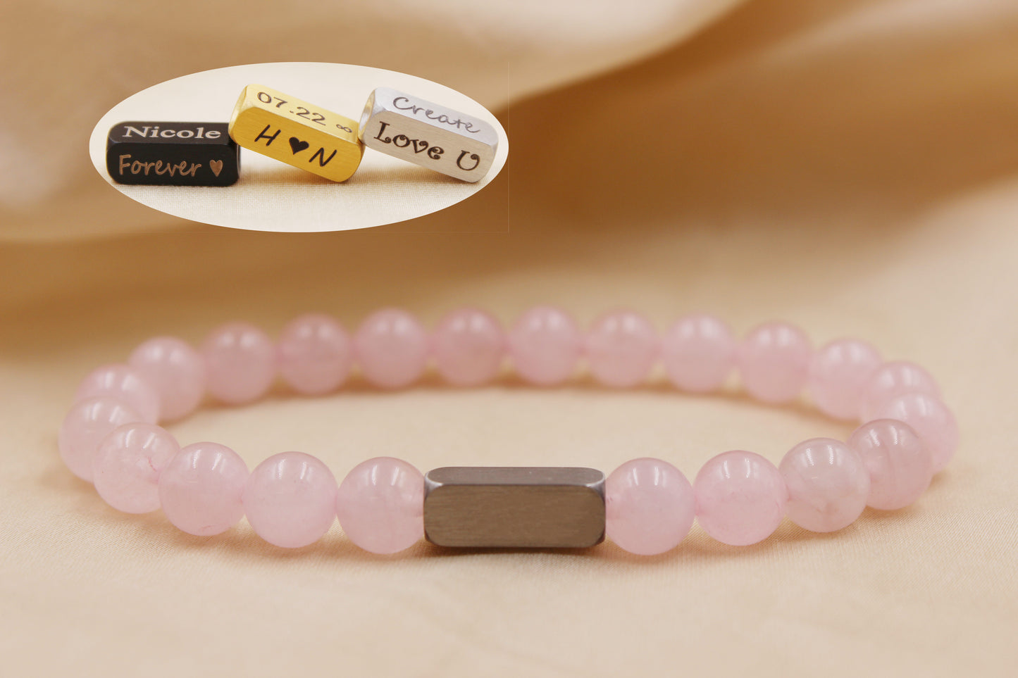 Rose Quartz 8mm Beaded Bracelet