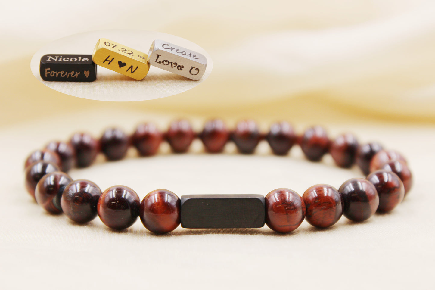 Red Tiger Eye 8mm Beaded Bracelet