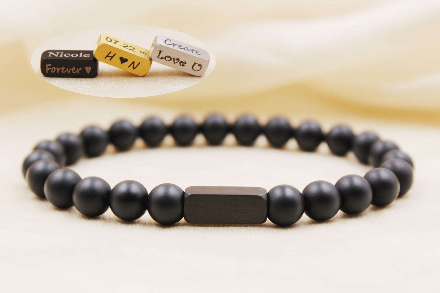 Matte Black Onyx Beaded Bracelet