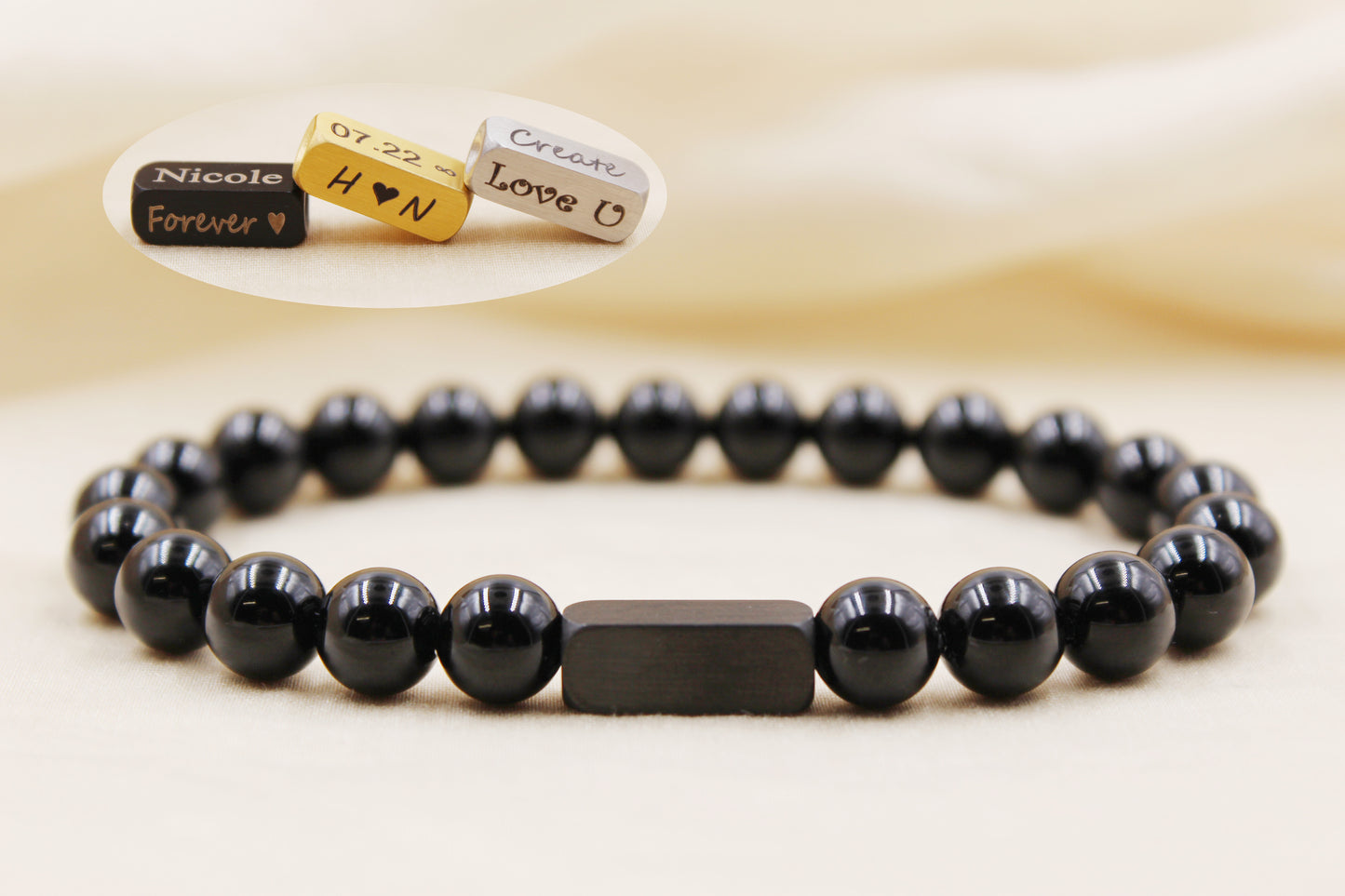 Black Onyx Beaded Bracelet