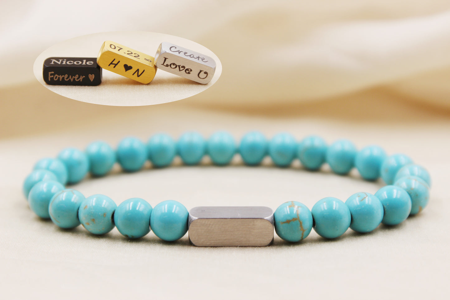 Blue Howlite 8mm Beaded Bracelet