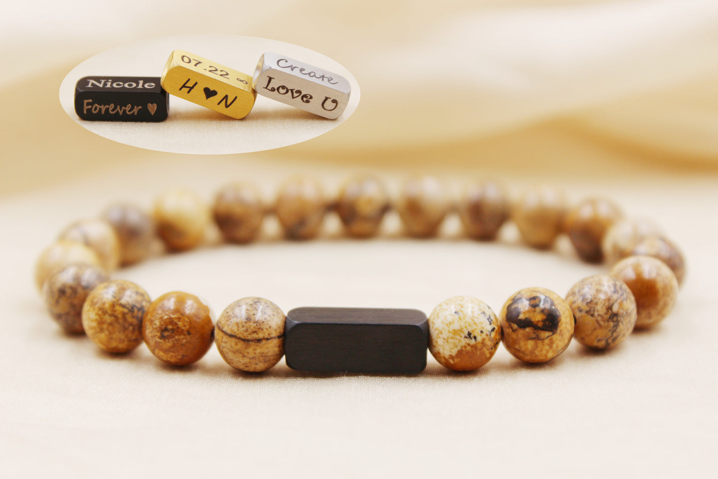 Picture Jasper 8mm Beaded Bracelet