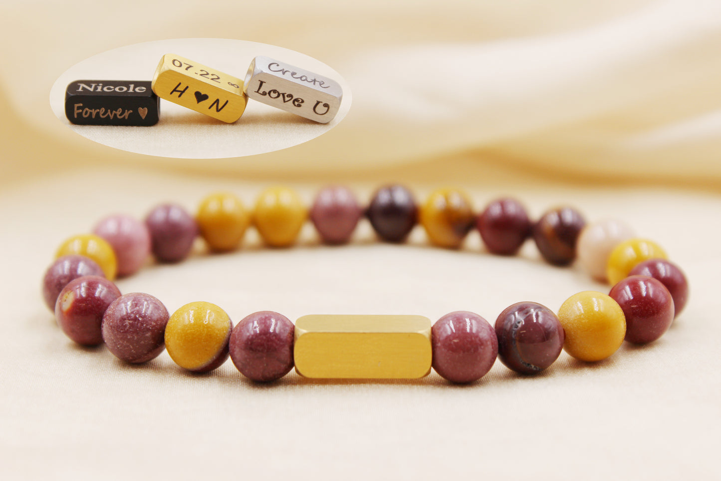 Mookaite 8mm Beaded Bracelet