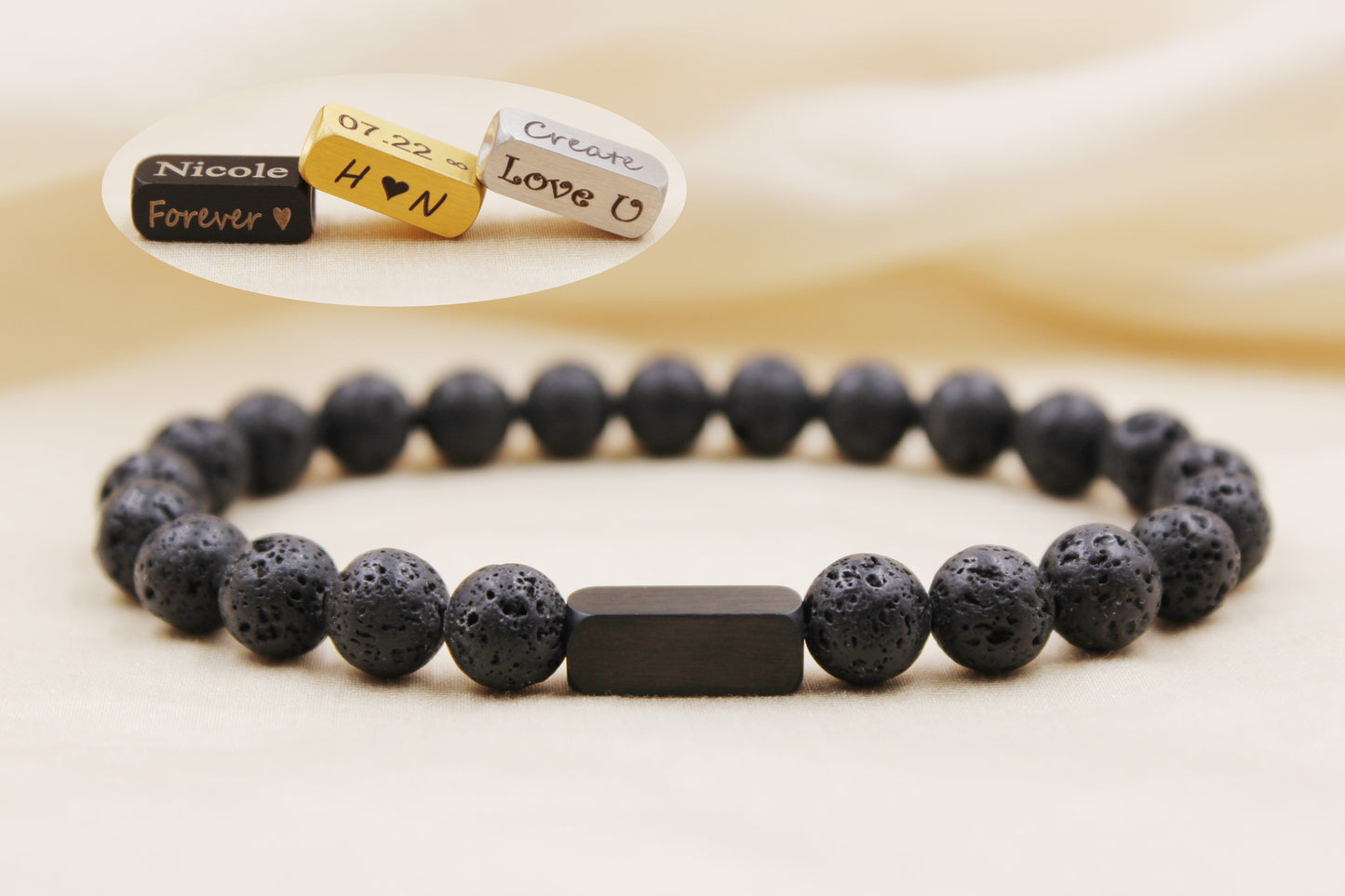 Black Lava Beaded Bracelet