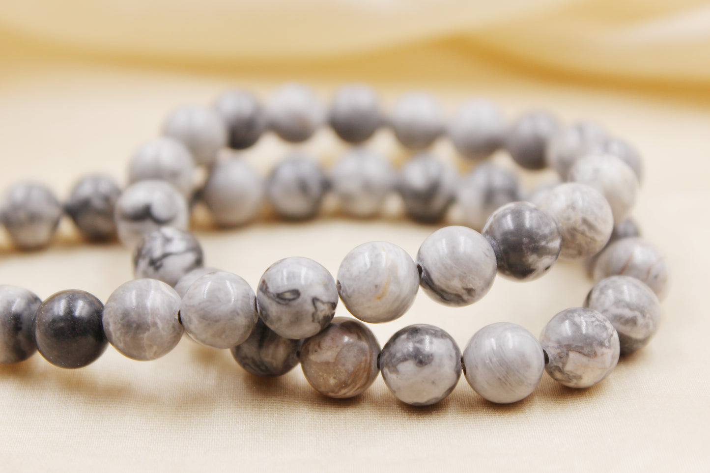 Gray Jasper 8mm Beaded Bracelet