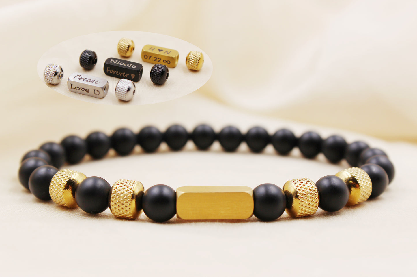 Matte Black Onyx 8mm Beaded Bracelet